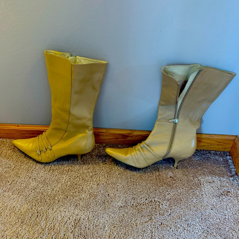 Colin Stuart Mid Calf Pointy Boots Tan